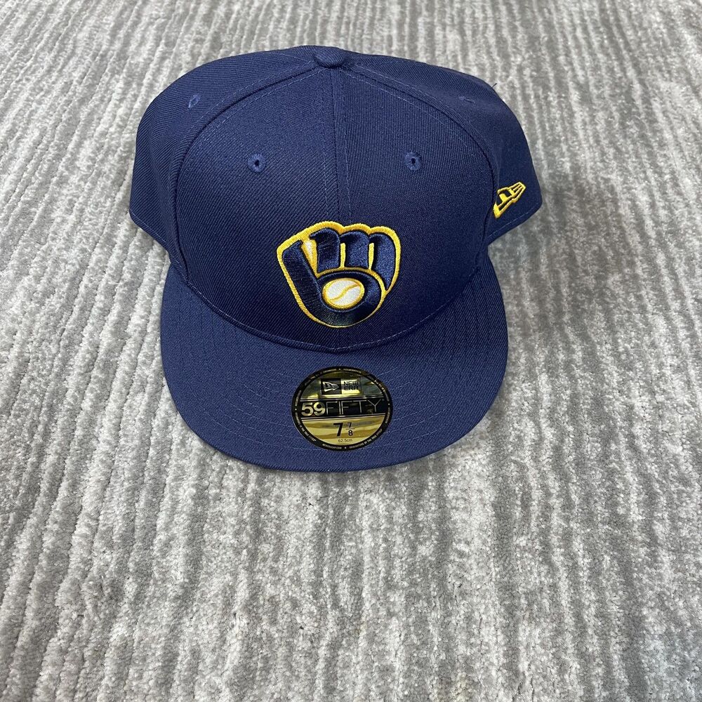 Milwaukee Brewers Hat Cap Fitted Mens 7 7/8 Navy MLB Baseball 59FIFTY New Era